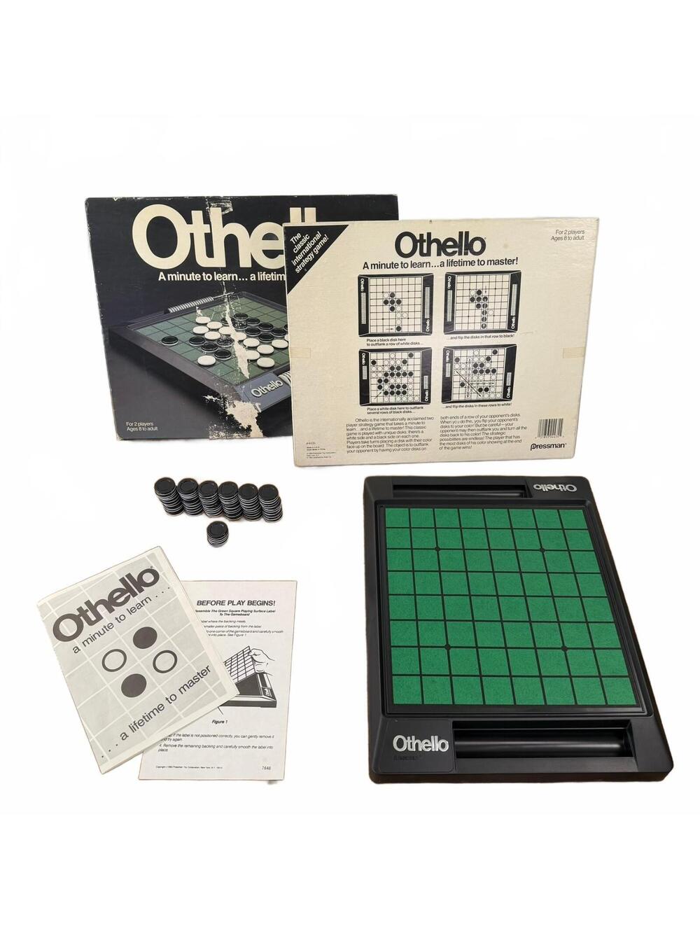 Vintage 1990 Pressman Othello Board Game #4435 Complete Strategy Game Made USA